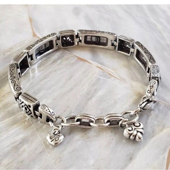 Brighton TRIBECA Silver Square Medallion Rectangular Solid Link Bracelet - Picture 8 of 8